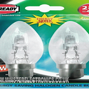 Twin pack of 28W BC Halogen Candle lamps (40w)